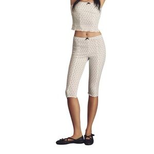 Anthropologie Lyrebird Pointelle Polka Dot Women's Capri Pants + strapless top
